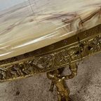 Vintage Brass Coffee Table Met Onyx Blad thumbnail 5