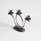 Art Deco Tubular Steel And Bakelite Candelabra, Netherlands. thumbnail 5