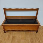 Vintage Franse Houten Klep Bank Halbank Eetkamerbank 109 thumbnail 2