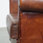 Comfortabele Engelse Stijl Schapenleren Oorfauteuil In Een Prachtige Diepe Cognac Kleur thumbnail 15