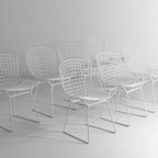 Vintage Mid-Century Set Van 7 Witte Harry Bertoia Eetkamerstoelen thumbnail 5