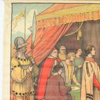 Educatieve Oude Schoolplaat Vaderlandse Geschiedenis Columbus Aan Het Spaanse Hof 94X65Cm thumbnail 6