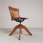 Eiken Bureaustoel, Atelierstoel, In Hoogte Verstelbaar, Jaren 30 thumbnail 4