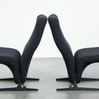 Set Van 2 Zwarte Vintage Design Fauteuils Van Pierre Paulin Voor Artifort Concorde Model F780 thumbnail 5