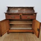 Vintage Frans Dressoir Commode, Ladekast Badkamermeubel Met Marmer Blad 510 thumbnail 6