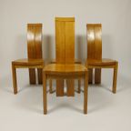 Set Van 4 Brutalistische Eetkamerstoelen, Jaren 70 thumbnail 7