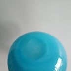 Vintage Glazen Blauw Witte Vazenset Handgeblazen thumbnail 6