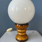 Vintage West-Duitsland Keramische Tafellamp In Donkergele Kleur / Retro Glazen Bureaulamp thumbnail 5