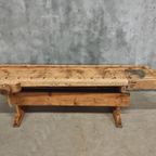 Antieke Werkbank Sidetable Keukeneiland 19E Eeuws 250 Cm thumbnail 4