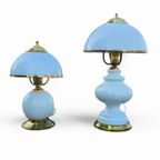 2 X Classic White Opaline Glass Table Lamps 1970s thumbnail 2