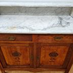 Vintage Antiek Dressoir Commode Ladekast Badkamermeubel Met Marmer Blad 701 thumbnail 15