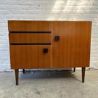 Vintage Teak (Fineer) Dressoirtje Mcm - 2X Lade, 2X Kast thumbnail 2