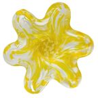 Vintage Glazen Vaas Murano Stijl Geel Wit Transparant thumbnail 5