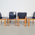 Set 4 Zwart Leren Eetkamerstoelen Afra & Tobia Scarpa '70 thumbnail 2