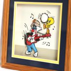 Vintage 3D  Papier Kunst Van Boy Sylvester En Tweety Ingelijst thumbnail 5