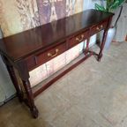 Klassieke Engelse Sidetable, Wandconsole. Haltafel Afm. 142x36cm En 77cm Hoog. thumbnail 4