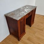 Vintage Antiek Bureau Buro Sidetable Kaptafel Marmer Blad thumbnail 8