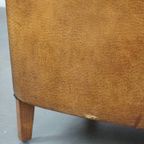 Set Van 2 Cognac-Kleurige, Karaktervolle Vintage Schapenleren Clubfauteuils thumbnail 17