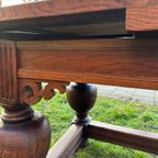 Klassiek Bruin Eettafel Antiek Zwaar Uitschuifbare Verlengbare Dineer Tafel Zwaar Hout thumbnail 10