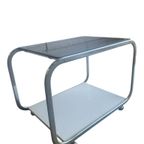 Vintage Chromen Bijzettafel / Barcart Met Fumé Glas thumbnail 8
