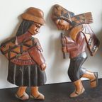 Peruaans Gezin Vintage Houtsnijwerk Muurhangers thumbnail 9