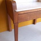 Antiek Eikenhouten Wastafel Meubel Met Marmer Blad, Tafeltje thumbnail 9