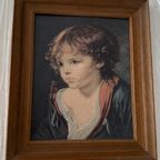 Mooie Houten Vintage Lijst Met Prent Meisje thumbnail 5