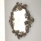 Vintage Messing Spiegel Met Bloemen thumbnail 2