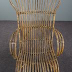 Gepatineerde Rotan Belse 8 Fauteuil Met Hoge Rug, Dutch Design, 1950 thumbnail 7