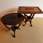 Rond Afrikaanse Houtsnijwerk Tafel Vintage thumbnail 7