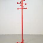 Postmoderne Beuken Staande Kapstok Vintage Italië '80 Rood thumbnail 6