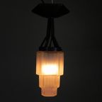 Art Deco Hanglamp Met Getrapte Glazen Kap, Jaren 30 thumbnail 8