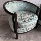 Art Deco Lounge Zetel Set Met Licht Blauwe Bloem Design. thumbnail 3