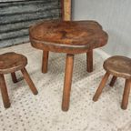 Vintage Brutalist Set Tafel En 2 Krukjes 60S thumbnail 4