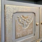 Queen Anne Dressoir/ Vintage Look Dressoir In Taupe Met Goud thumbnail 4