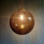 Grande Suspension En Laiton Et Verre Fumé Bullé, 1970 thumbnail 8