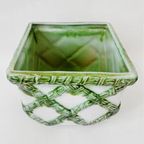 Carstens Tönnieshof Groen Wit Geruite Bloempot 1960’s West-germany thumbnail 4