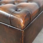 Geweldige Donkerbruine Rundleren Chesterfield Ottoman/ Hocker Met Opbergvak thumbnail 12