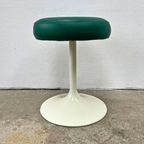 2x Vintage Tulpkrukje Space Age, Voet Wit Skai Zitting Groen thumbnail 2