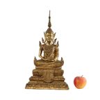 Grote Antieke Bronzen Boeddha 24 Karaat Goud 19De Eeuw Thailand thumbnail 6