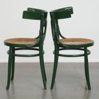Set Van 2 Leuke Groene Sierlijke Vintage Bistro Stoelen Met Een Gematte Rieten Zitting thumbnail 8