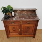 Vintage Frans Dressoir Commode, Ladekast Badkamermeubel Met Marmer Blad 510 thumbnail 3