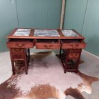 Antiek Palissander Bureau Met Ingelegd Marmer En Bijpassende thumbnail 13