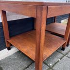 Set Van 2 Bijna Identieke Eiken Tafels Met Onderblad 61 Cm Hoog thumbnail 8