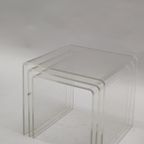 Vintage Set Bijzettafeltjes Plexiglas Nesting Tables Aqryl thumbnail 7