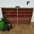 Brocante, Bruine Antieke Houten Letterbak, Wanddecoratie F thumbnail 3