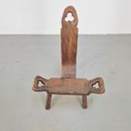 Vintage Brutalist Hout Driepoot Kruk Stoel Mid Century '60 thumbnail 2
