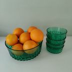Groen Persglazen Schalen Set Van Arcoroc France Uit De Jaren '60 thumbnail 9