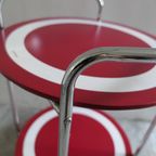 Vintage Puhlmann Trolley Bijzettafel Rood Wit Chroom thumbnail 8