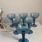 Vintage Cocktail Glazen - Blauw/Petrol Kleur - Set Van 6 thumbnail 2